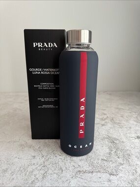 Prada Navy Bottle with Red Vertical Stripe